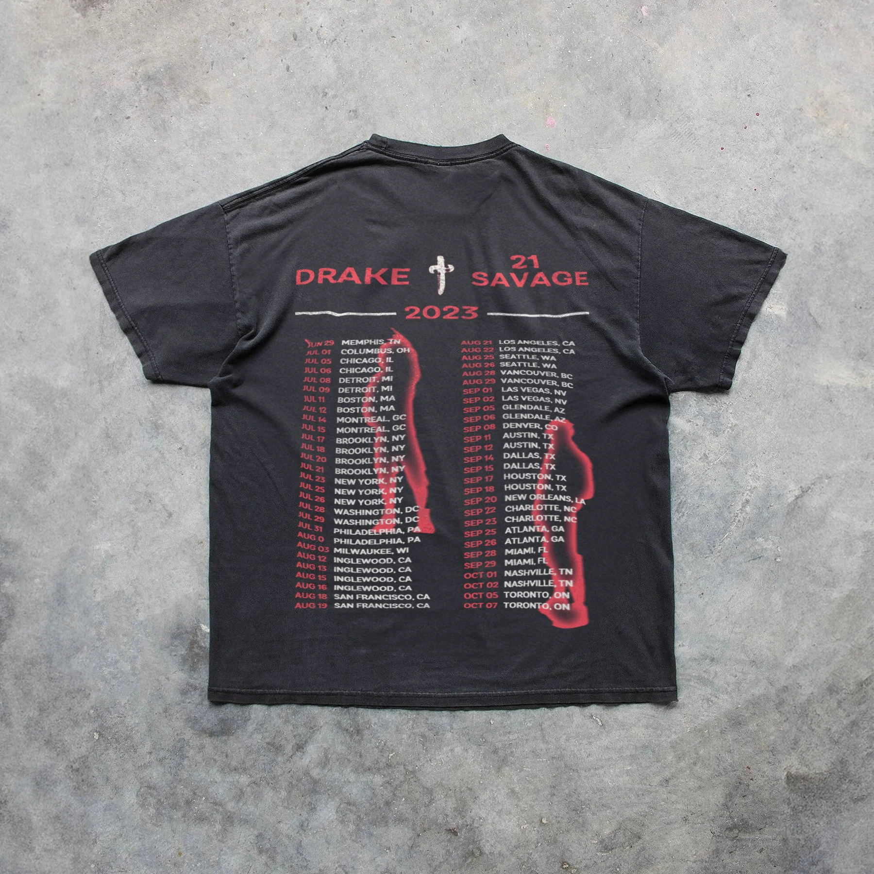 21 Savage & 'It'S All A Blur' Tour 2023 Merch Heavyweight Black T-Shirt - Image 3