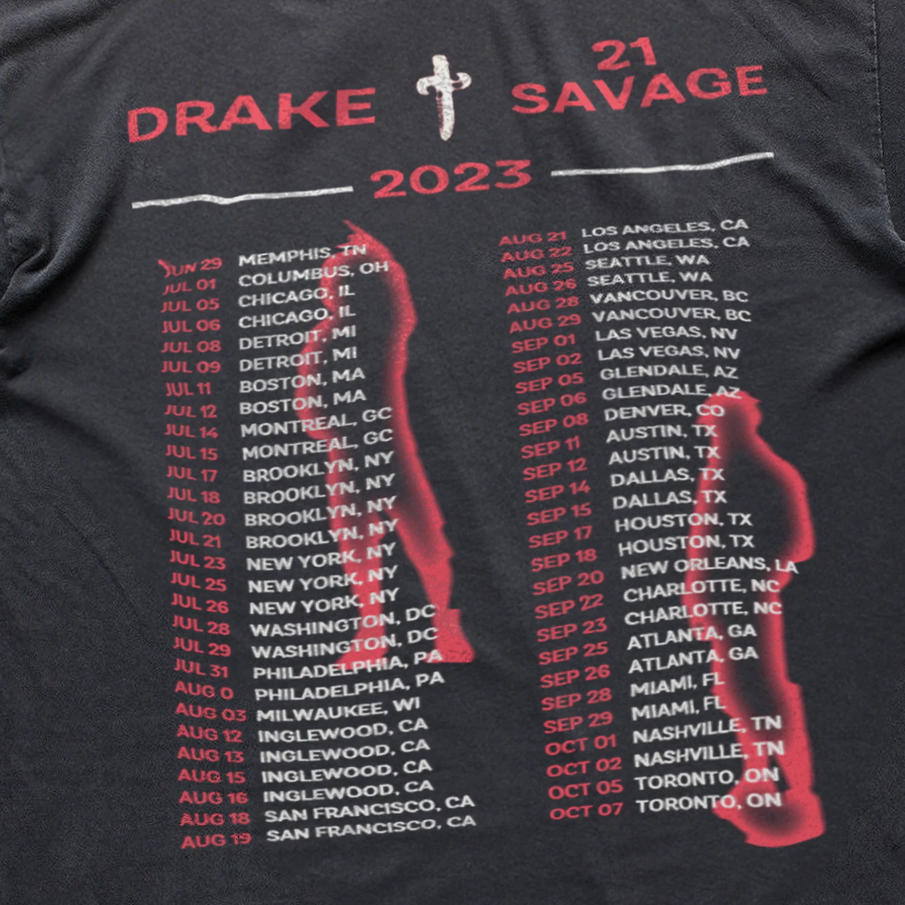 21 Savage & 'It'S All A Blur' Tour 2023 Merch Heavyweight Black T-Shirt - Image 4