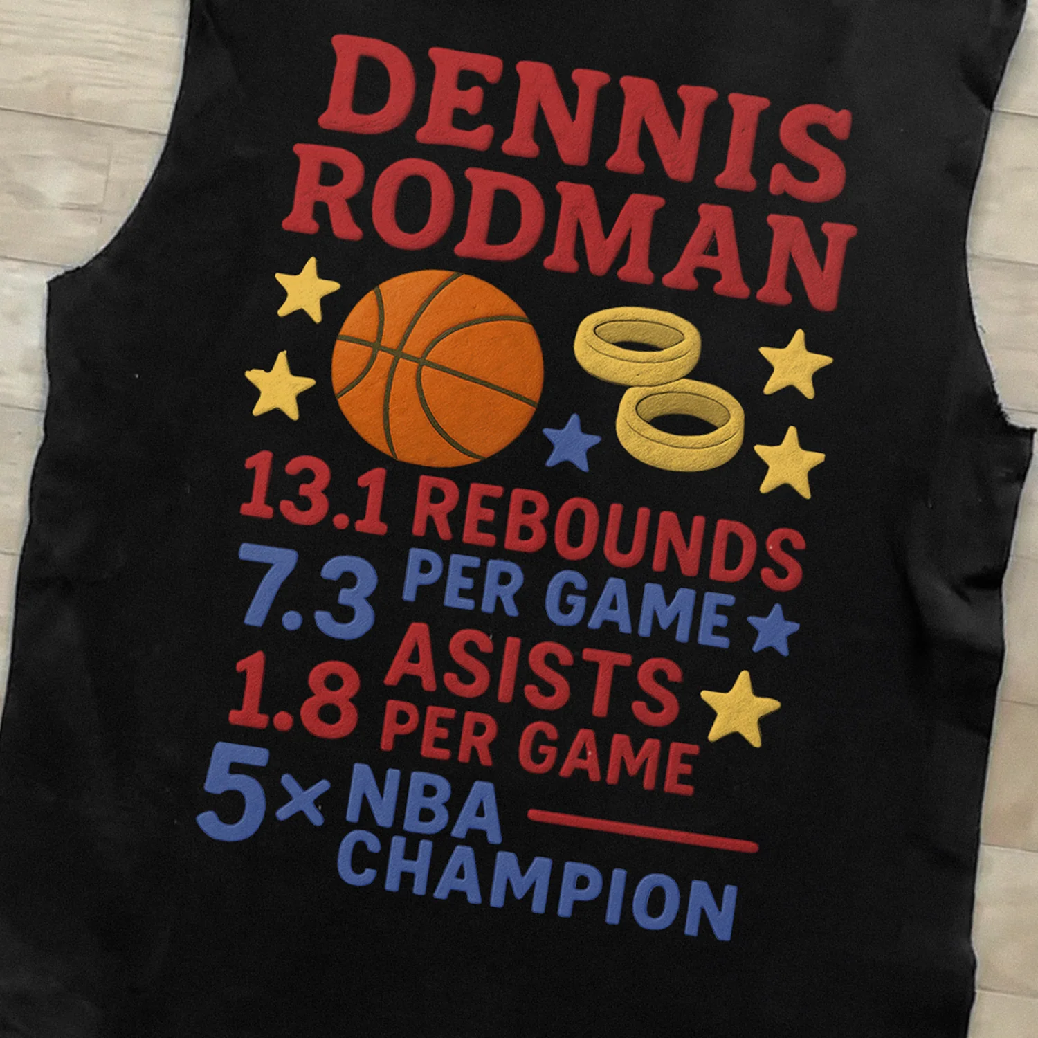 'Clay Rodman' Heavy Black Cut-Off Tee - Image 3