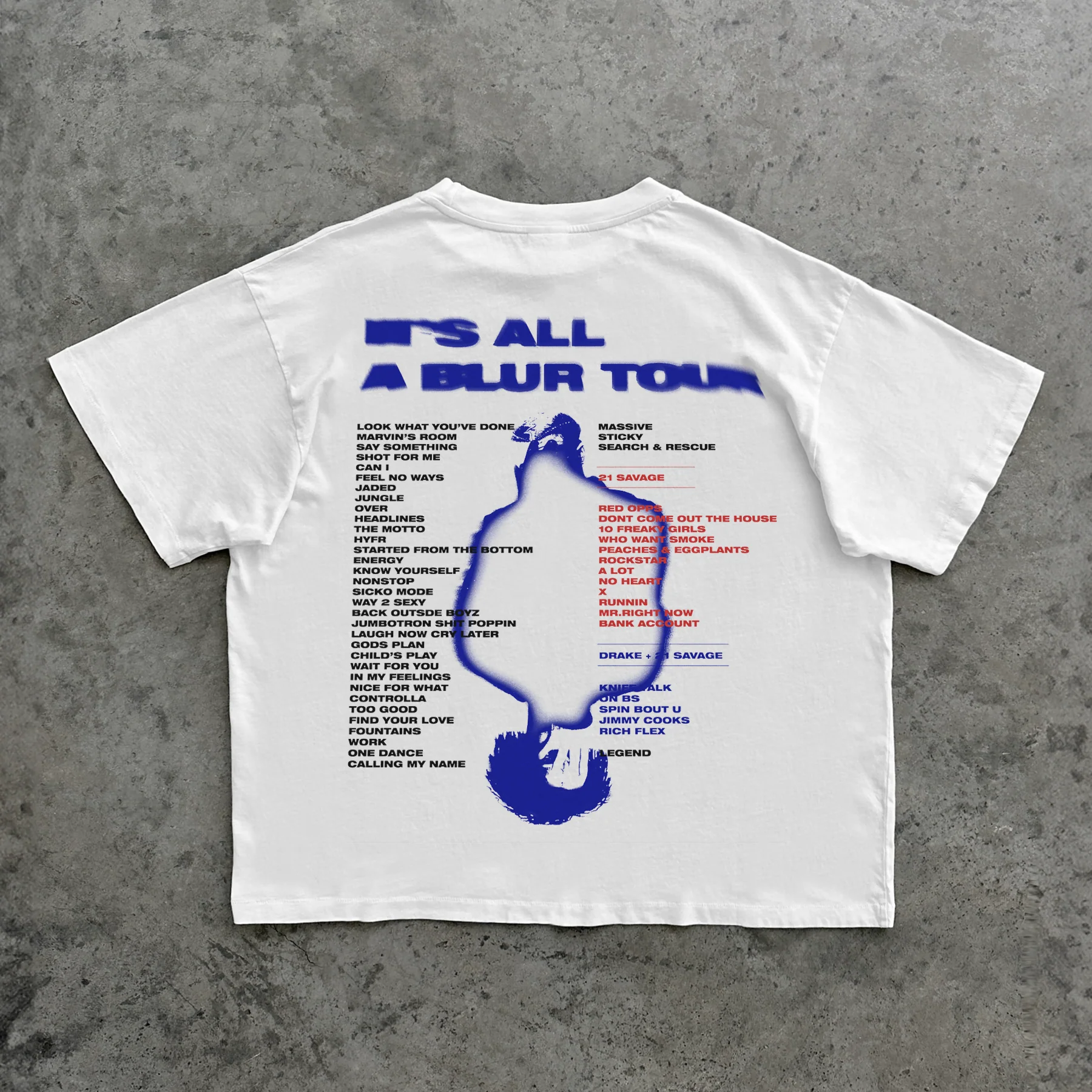 'It'S All A Blur' 21 Savage Tour '23 Merch Heavyweight White T-Shirt - Image 3