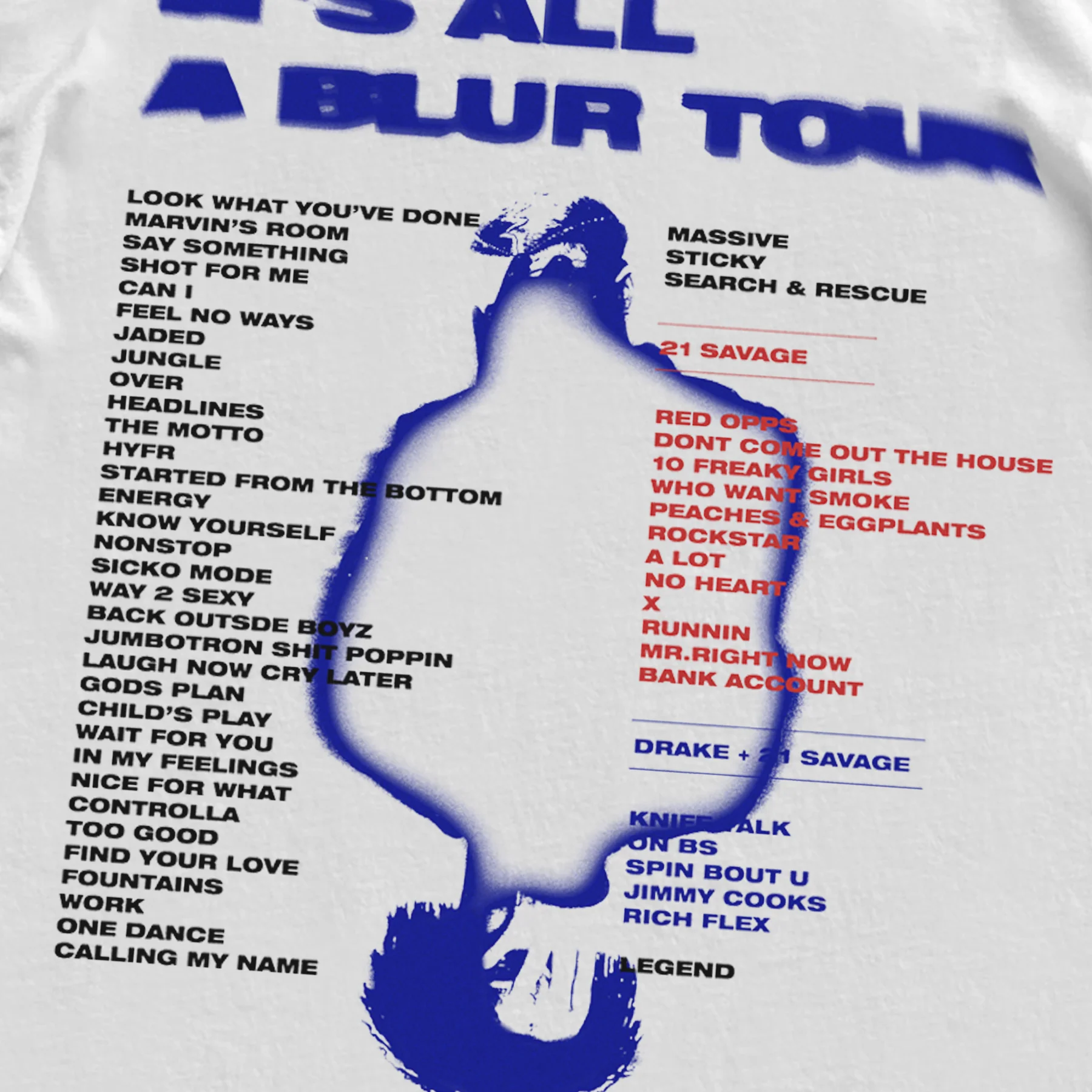 'It'S All A Blur' 21 Savage Tour '23 Merch Heavyweight White T-Shirt - Image 4